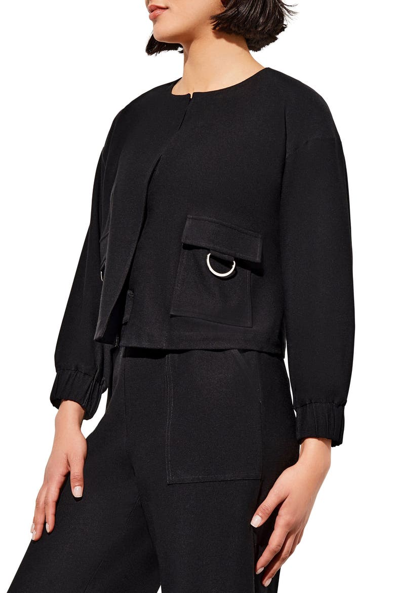 Relaxed Fit Crepe Jacket, Alternate, color, BLACK