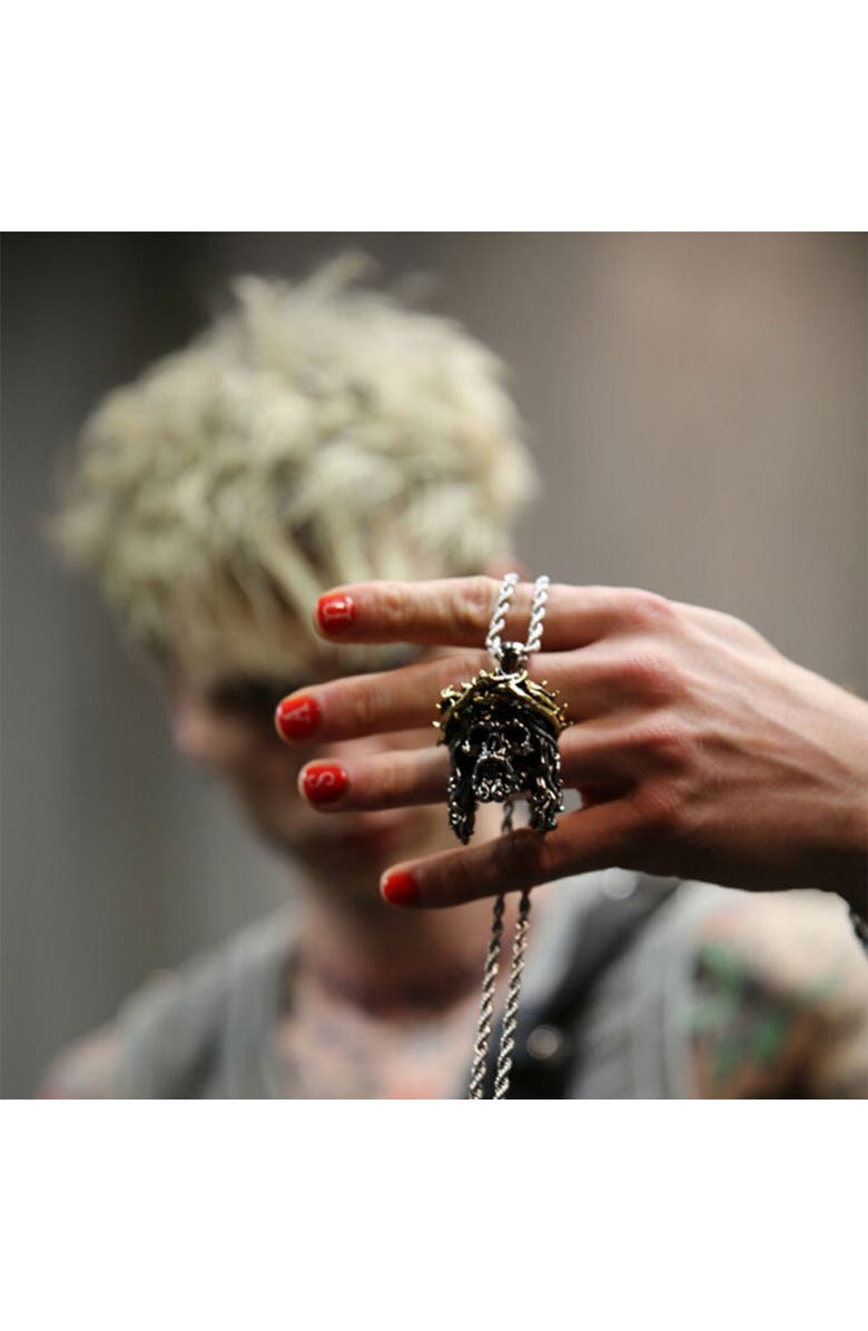 Room101 Jesus Skull Piece Pendant, Alternate, color, Silver/Gold