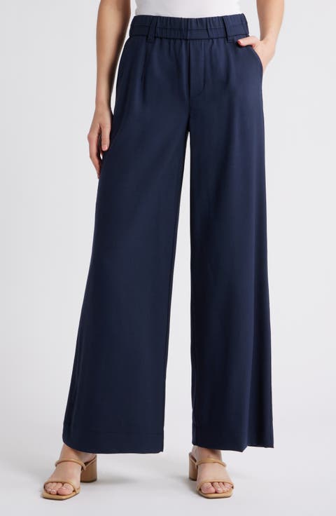 パンツ WOOALONG Track logo piping wide pants LIGHT NAVY WF1WWD273L WOOALONG]☆Track logo piping wide pants ボトムス