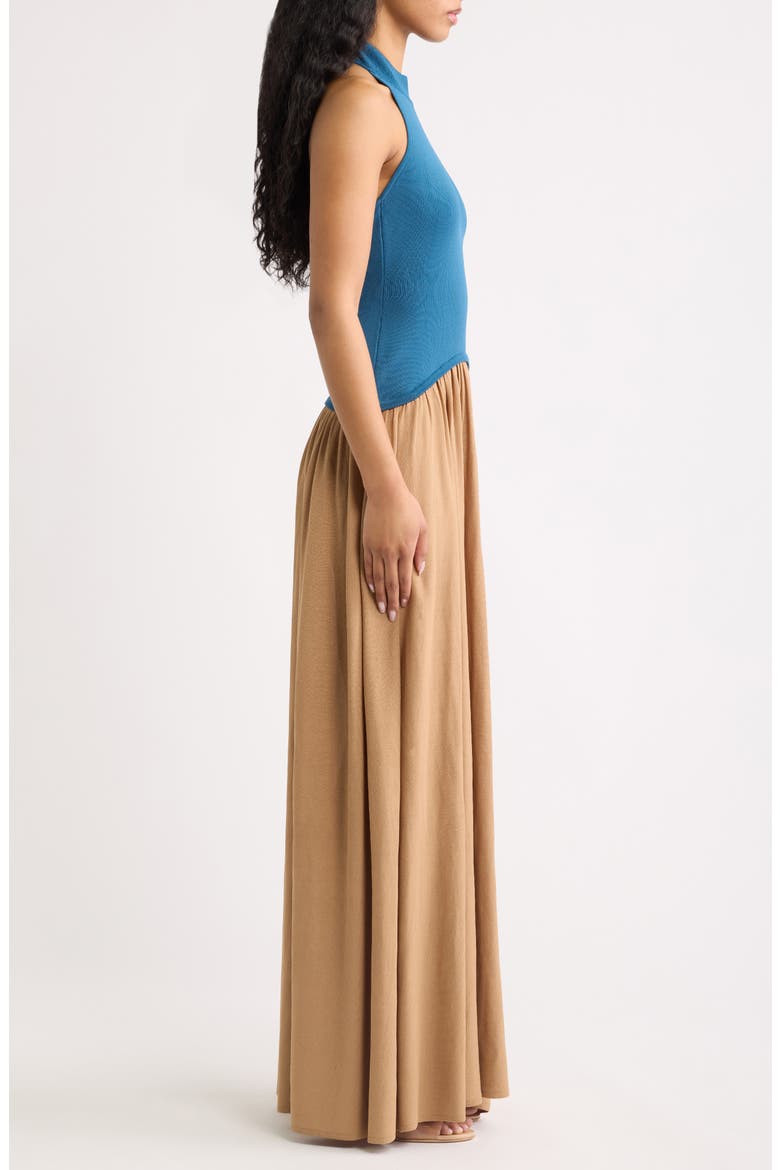 The Halter Soglio Maxi Dress, Alternate, color, DEEP CANAL / CAMEL