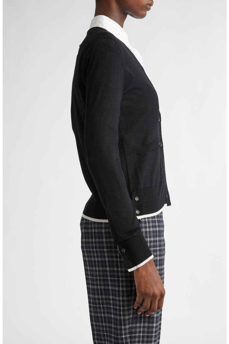 4-Bar Virgin Wool Cardigan, Alternate, color, BLACK