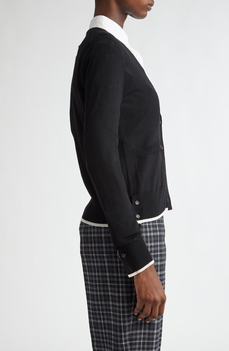 Thom Browne 4-Bar Virgin Wool Cardigan, Alternate, color,