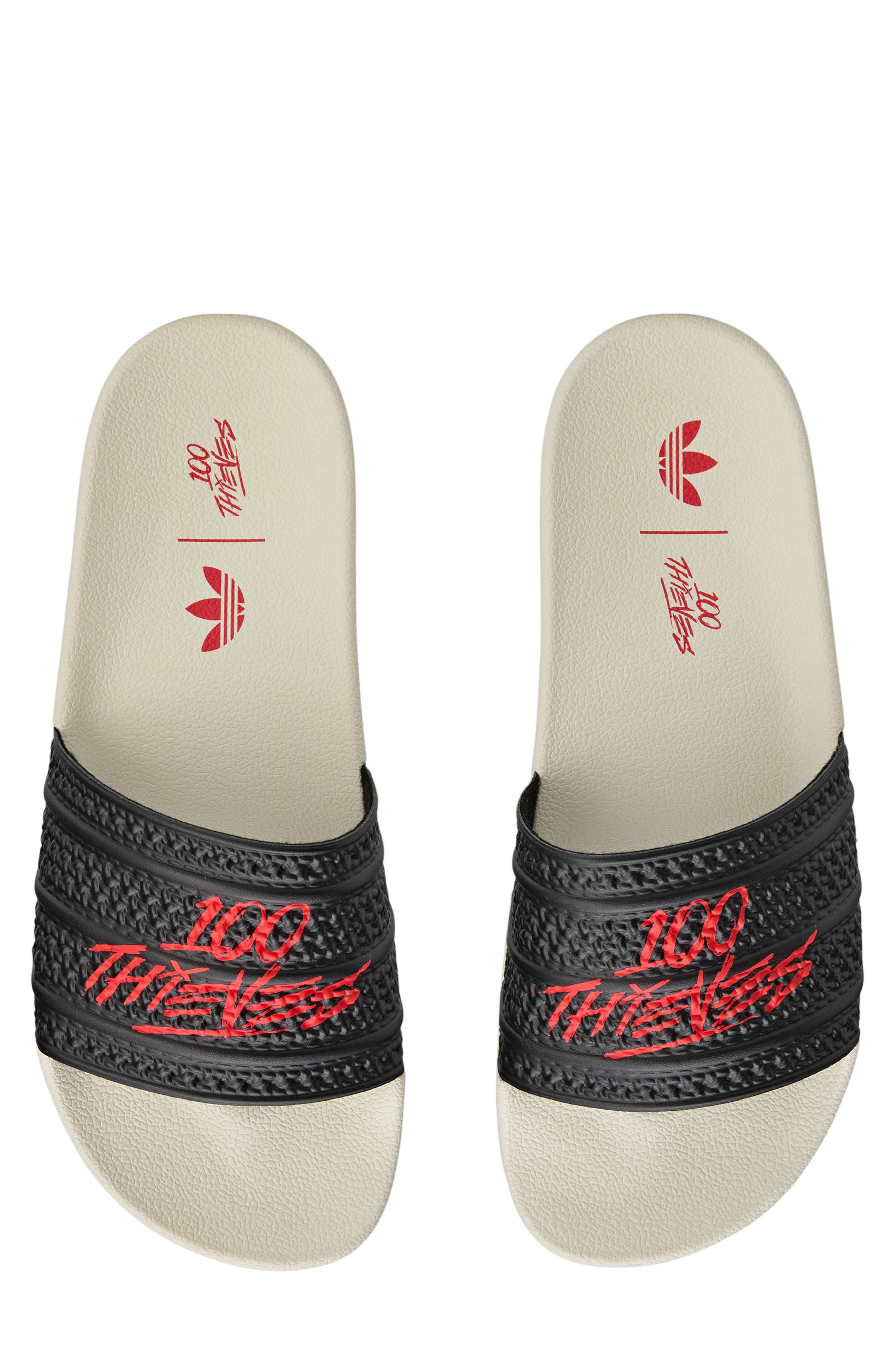 adidas 100T Adilette Comfort Slide Sandal, Alternate, color, Core Black/ Core Black