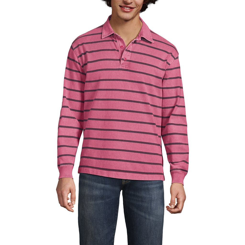 LANDS' END LANDS' END LONG SLEEVE OVERDYE RUGBY SHIRT