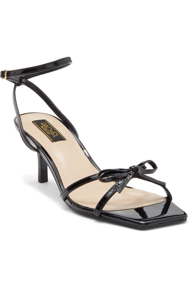 RACHEL Rachel Roy Sybil Bow Ankle Strap Sandal, Main, color, Black Patent