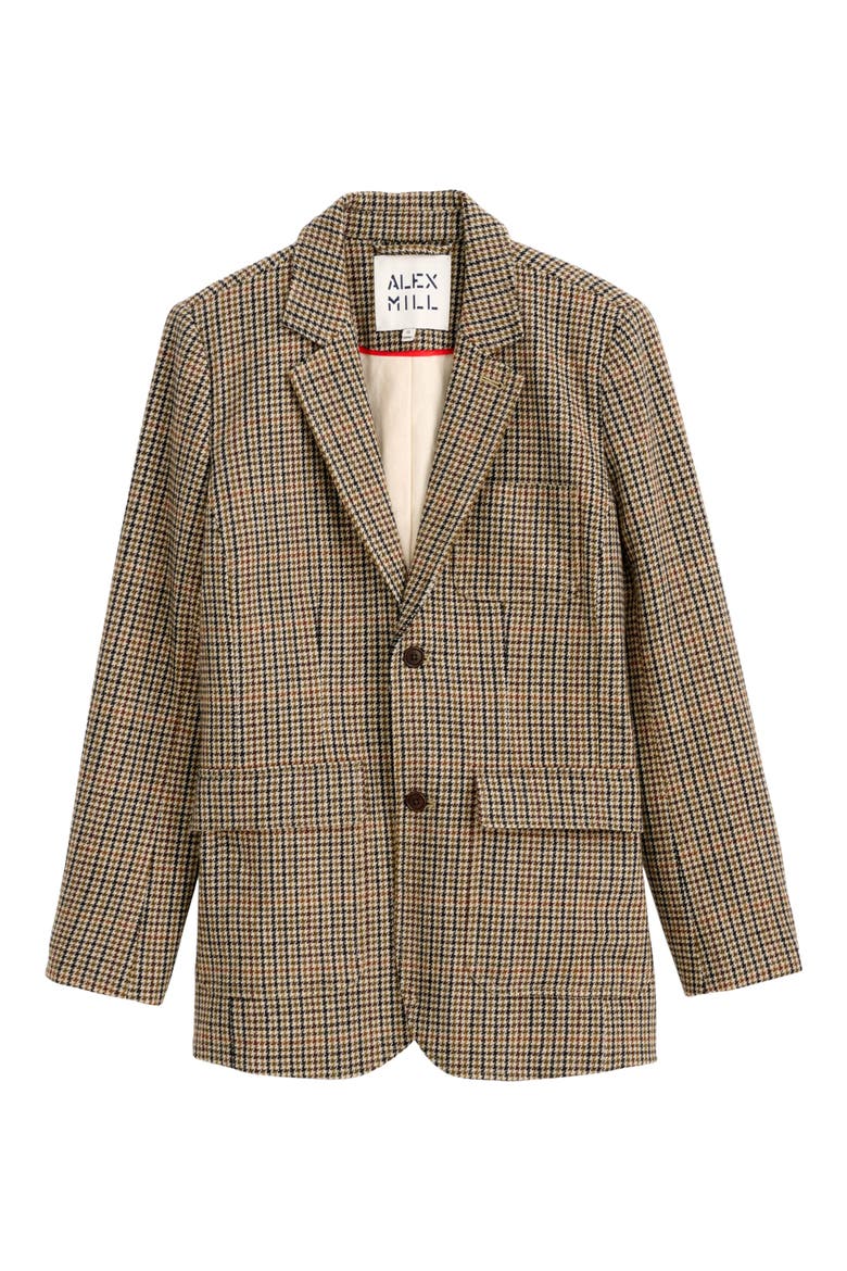 Eleanor Houndstooth Check Wool Blazer, Alternate, color, BROWN MULTI