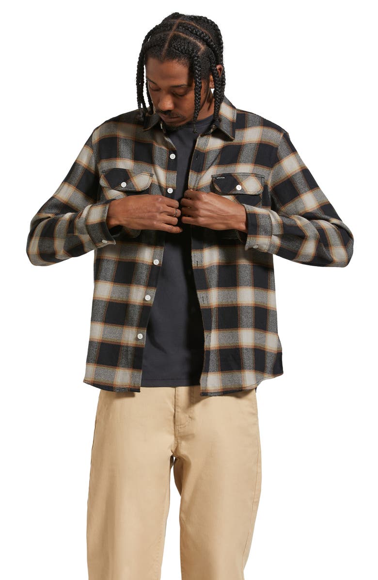 Brixton Bowery Oversize Plaid Flannel Button-Up Shirt, Alternate, color, 