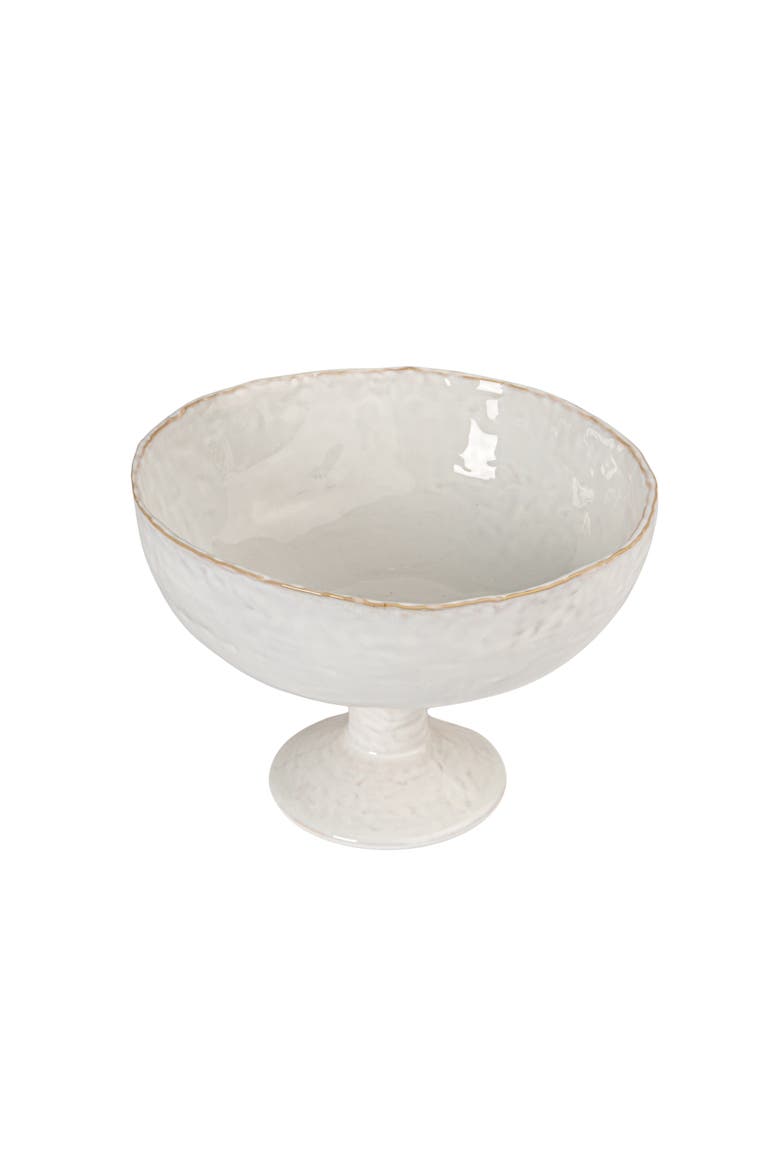 Footed Organic Shaped Stoneware Bowl, Main, color, White