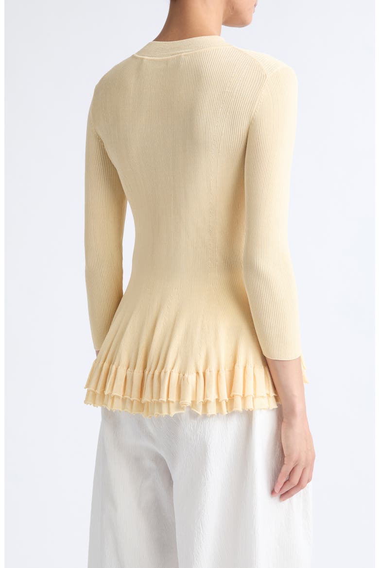 Garrett Peplum Ruffle Hem Mock Neck Top, Alternate, color, CREAM