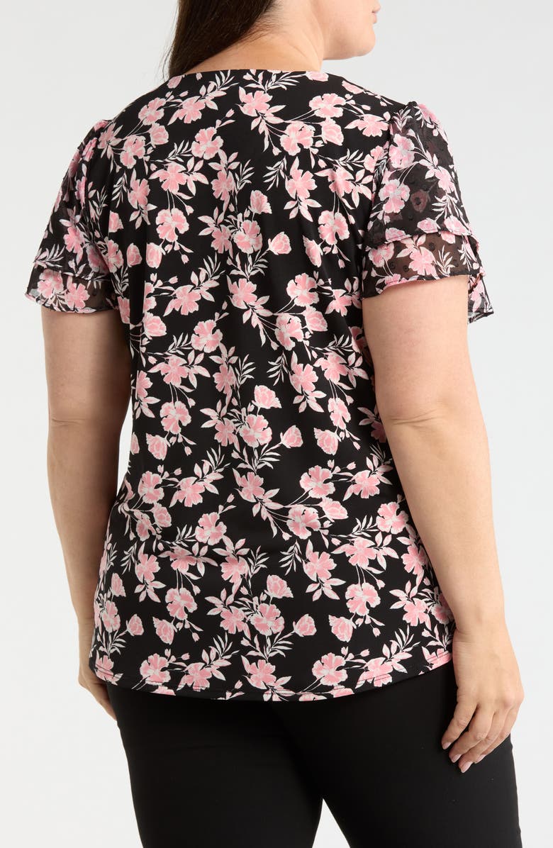 Jones New York Double Flutter Sleeve Top, Alternate, color, Jones Black Multi