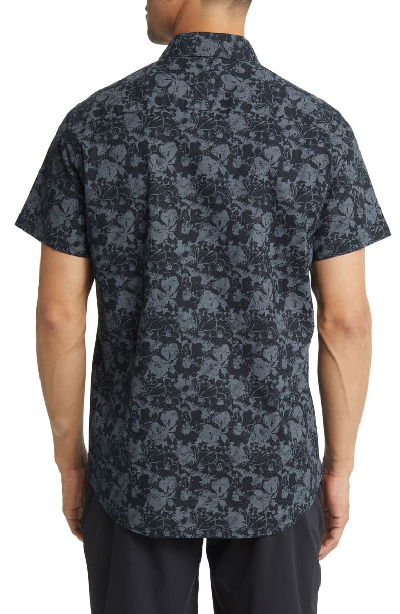 TravisMathew Misplaced Memory Short Sleeve Button-Up Shirt, Alternate, color, Black