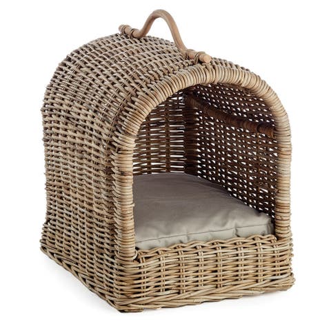 Normandy Canopy Rattan Small Pet Bed 15.5" x 19"