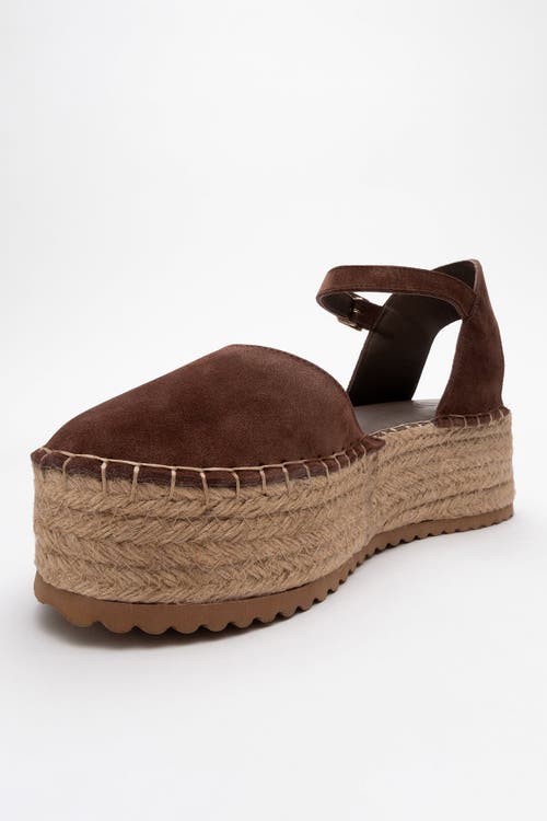 Forever & Always Shoes Viba Leather Esprarille Platform Wedge Sandals In Brown Suede Leather