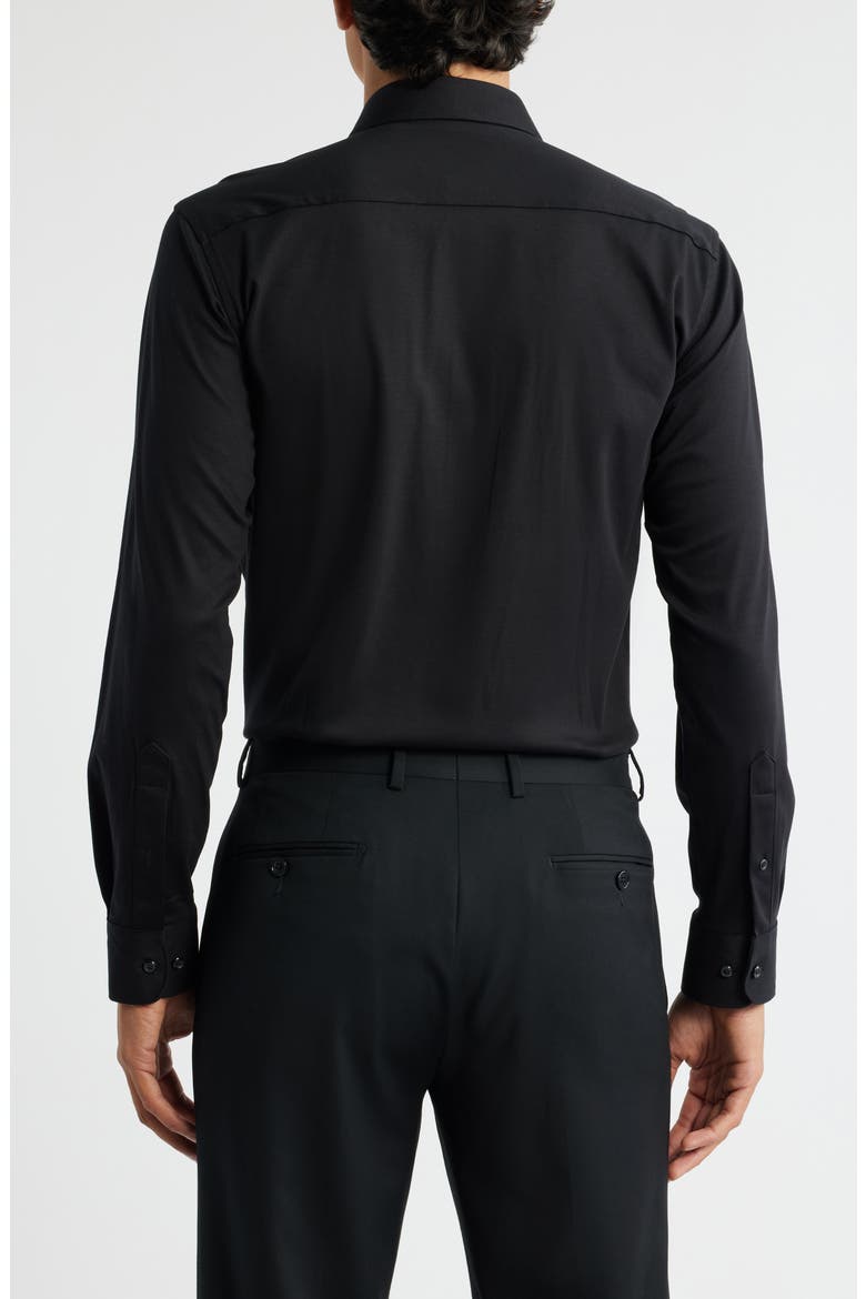 Jersey Slim Fit Dress Shirt, Alternate, color, BLACK