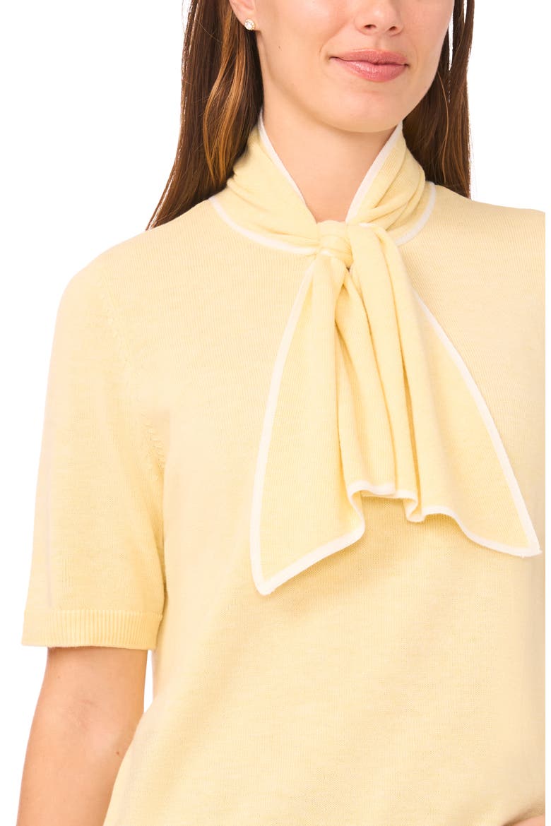 Tipped Tie Neck Sweater, Alternate, color, SOFT YELLOW