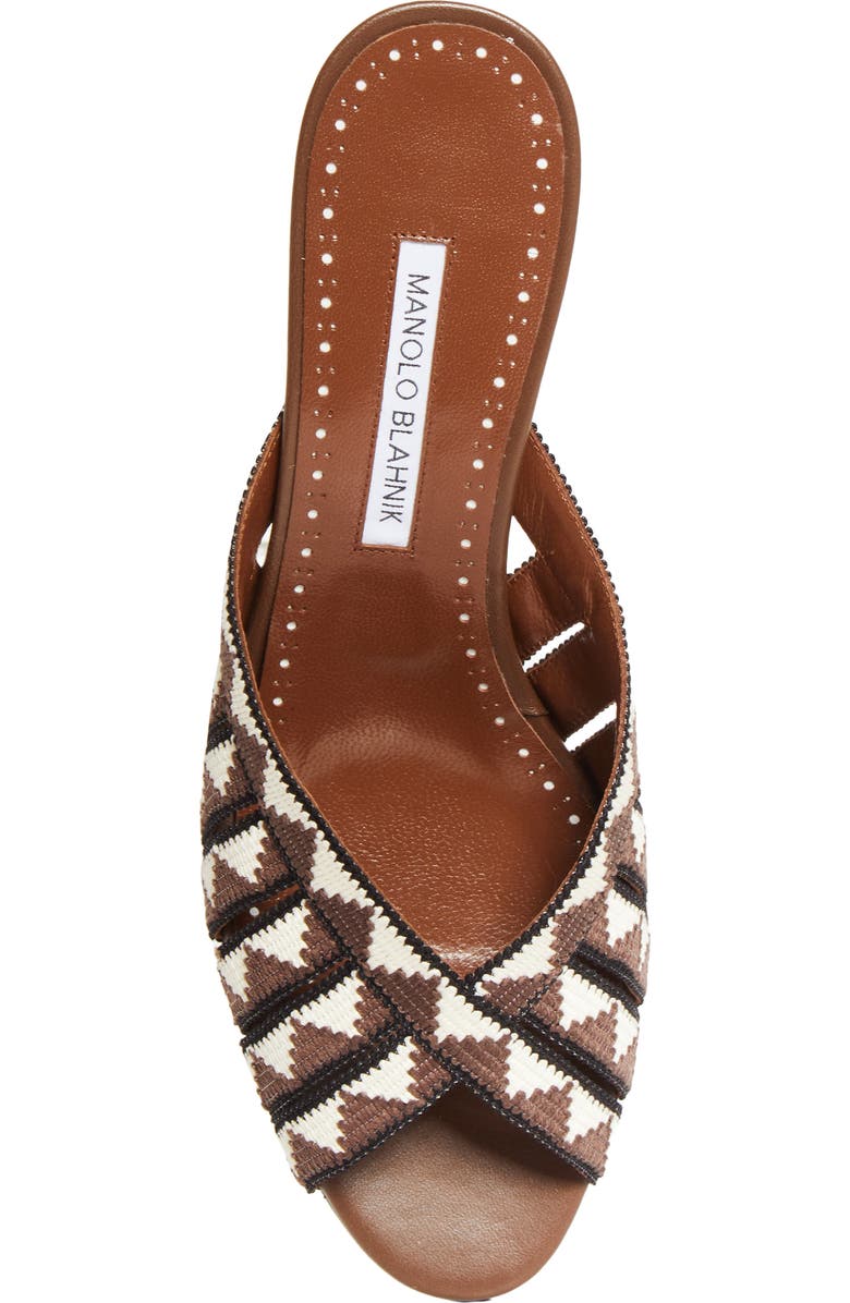 Manolo Blahnik Trofesamu Slide Sandal, Alternate, color, Brown/ Cream