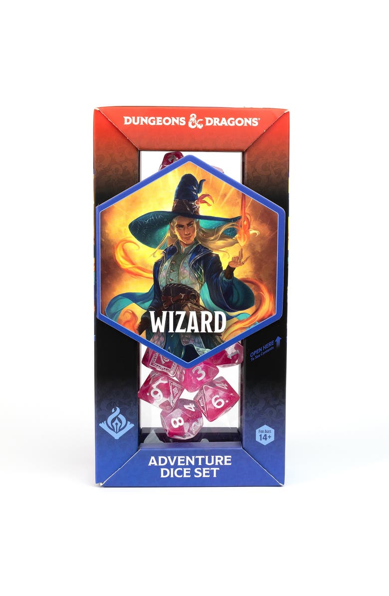 Dungeons & Dragons D&D Adventure Dice Wizard Fuchsia, 16Pc Rpg Set, Alternate, color, Pink