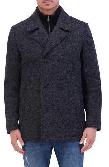 Kenneth Cole New York Bouclé Wool Blend Peacoat In Black