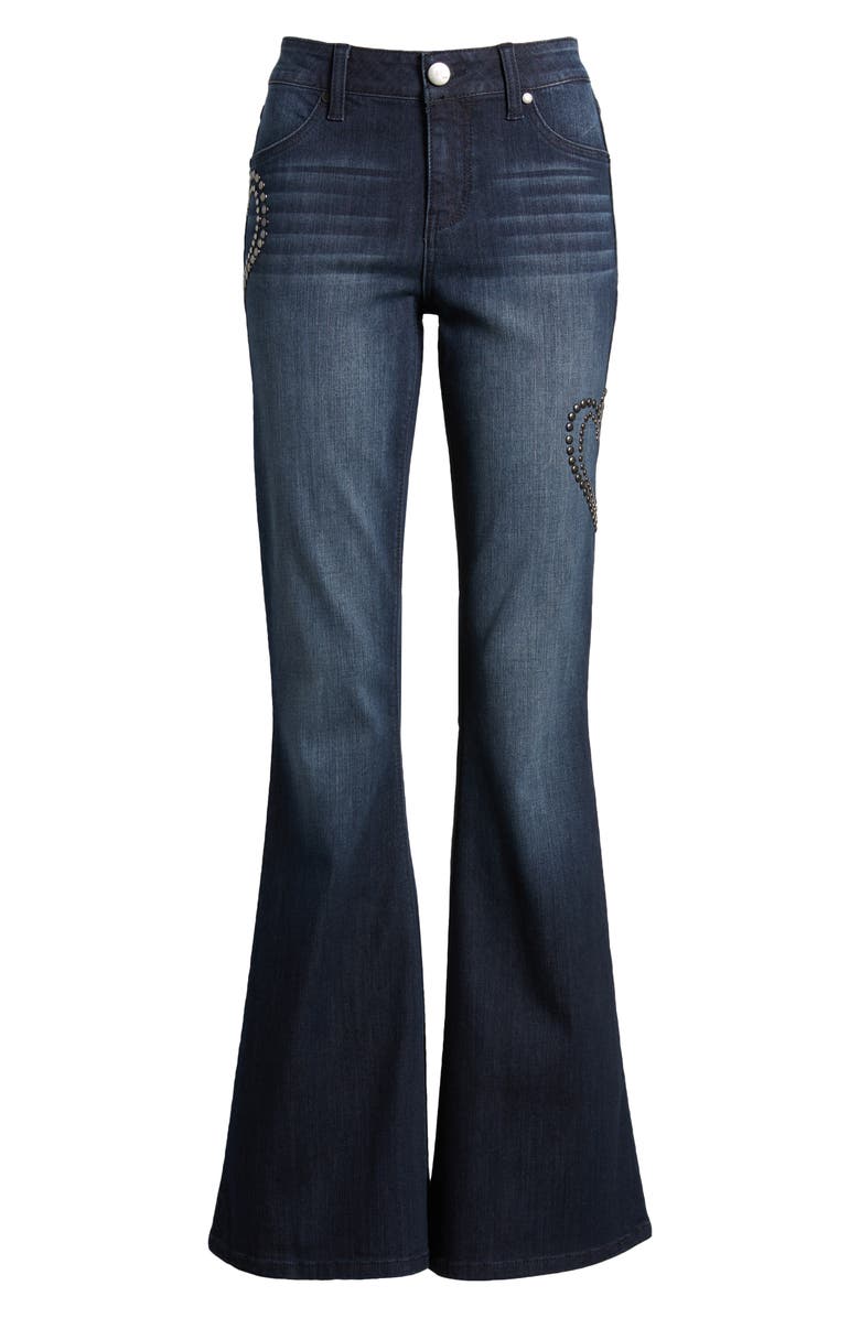 1822 Denim Heart Stud Flare Jeans, Alternate, color, 