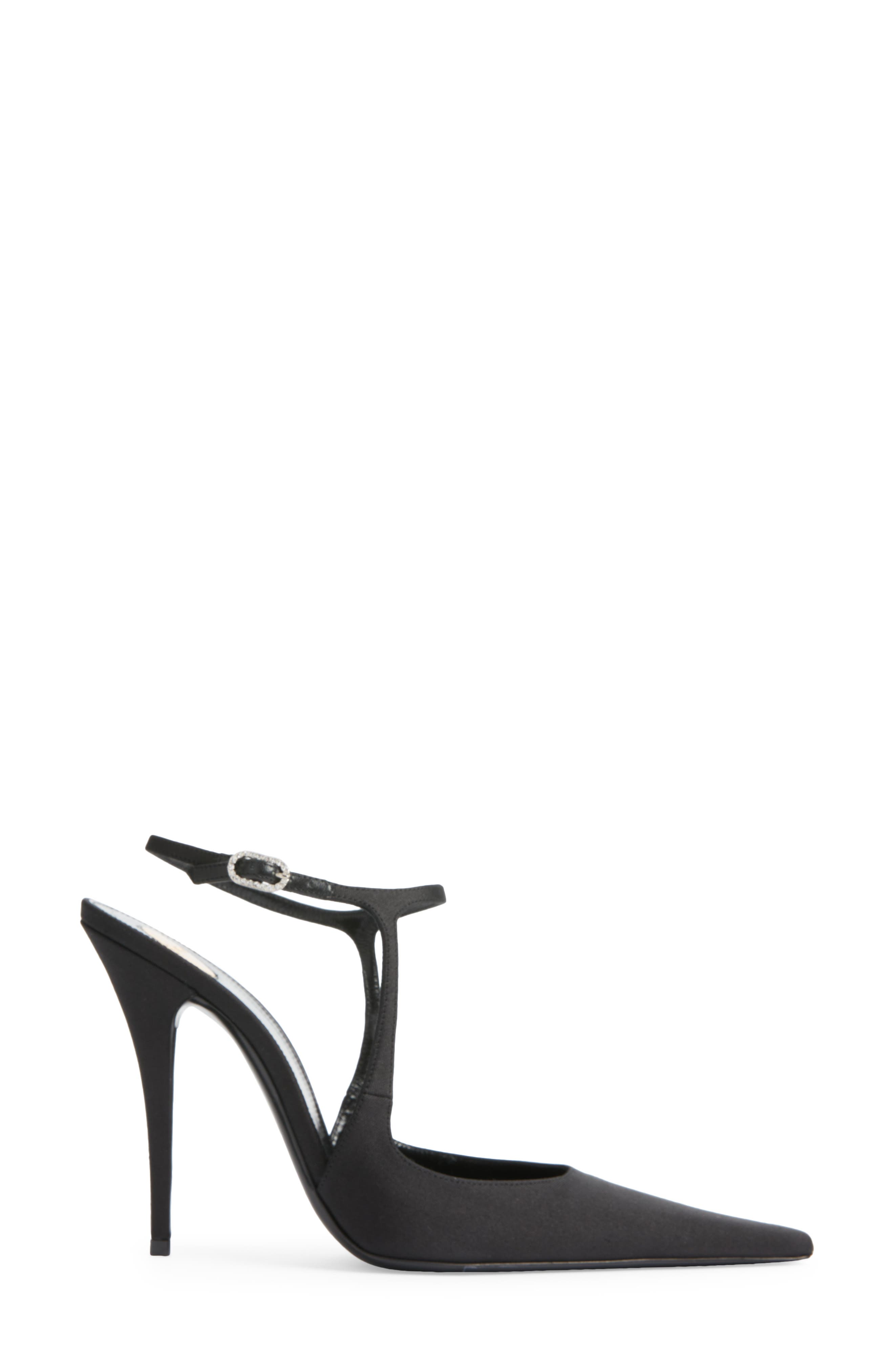 Saint Laurent Doville Ankle Strap Pump, Alternate, color, Noir