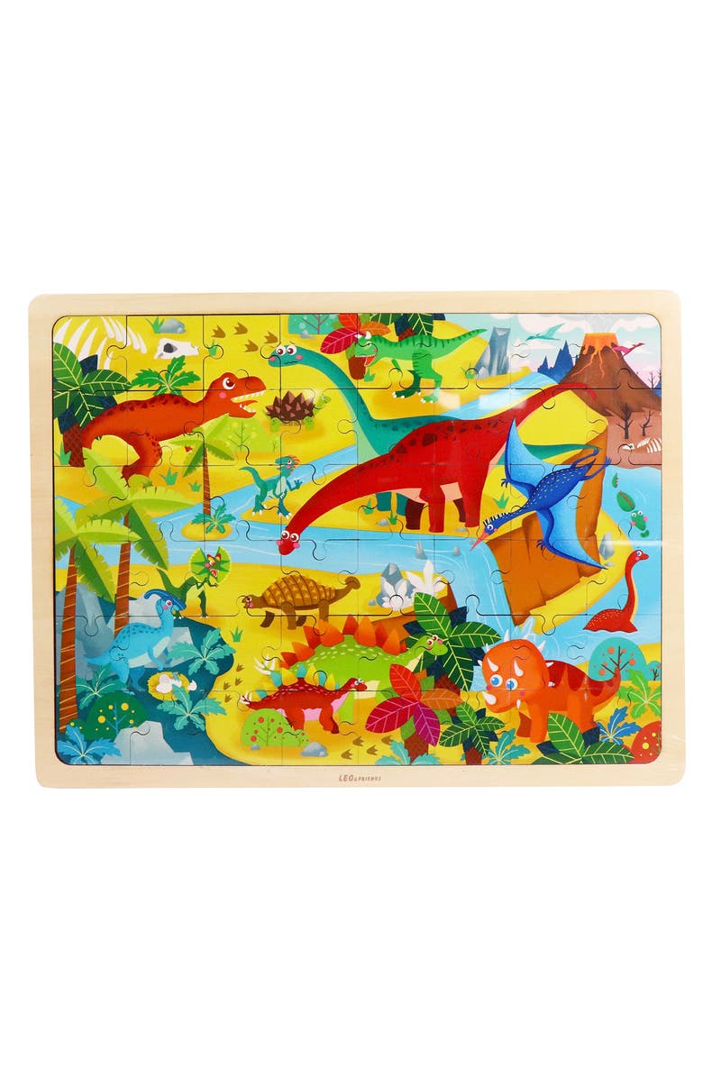 Leo & Friends Dinosaur World Kid's Puzzle, 48-Pieces for 3-Years-Old+, Main, color, Blue