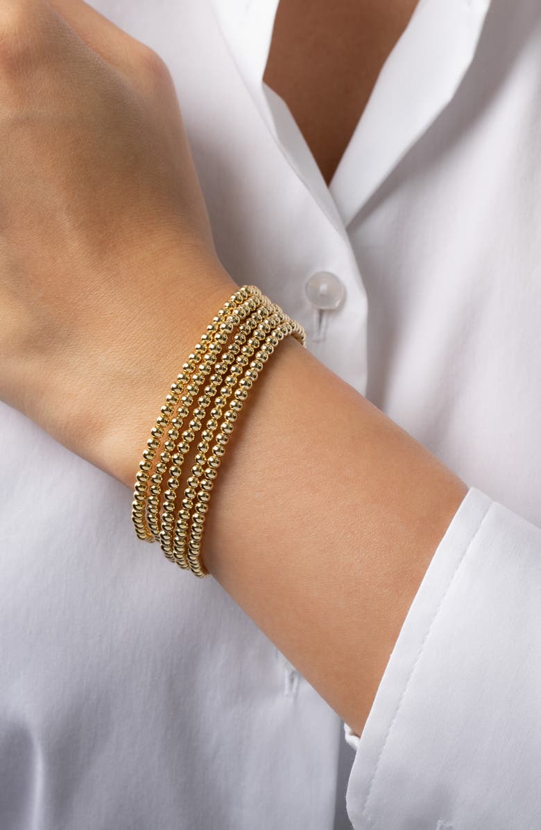 Zoe Lev Set of 5 Stretch Beaded Bracelets, Alternate, color, Yellow Gold