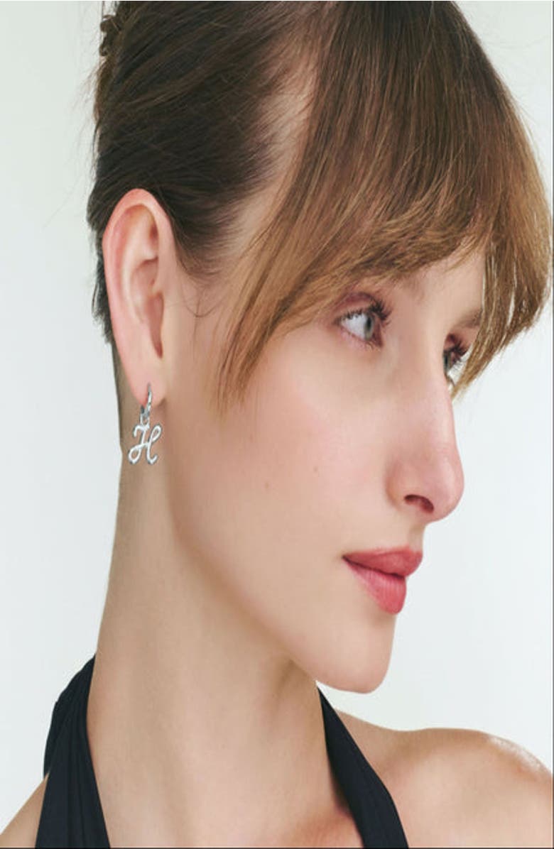 Oak & Luna Mini Signature Initial Huggie Earrings, Alternate, color, Letter S