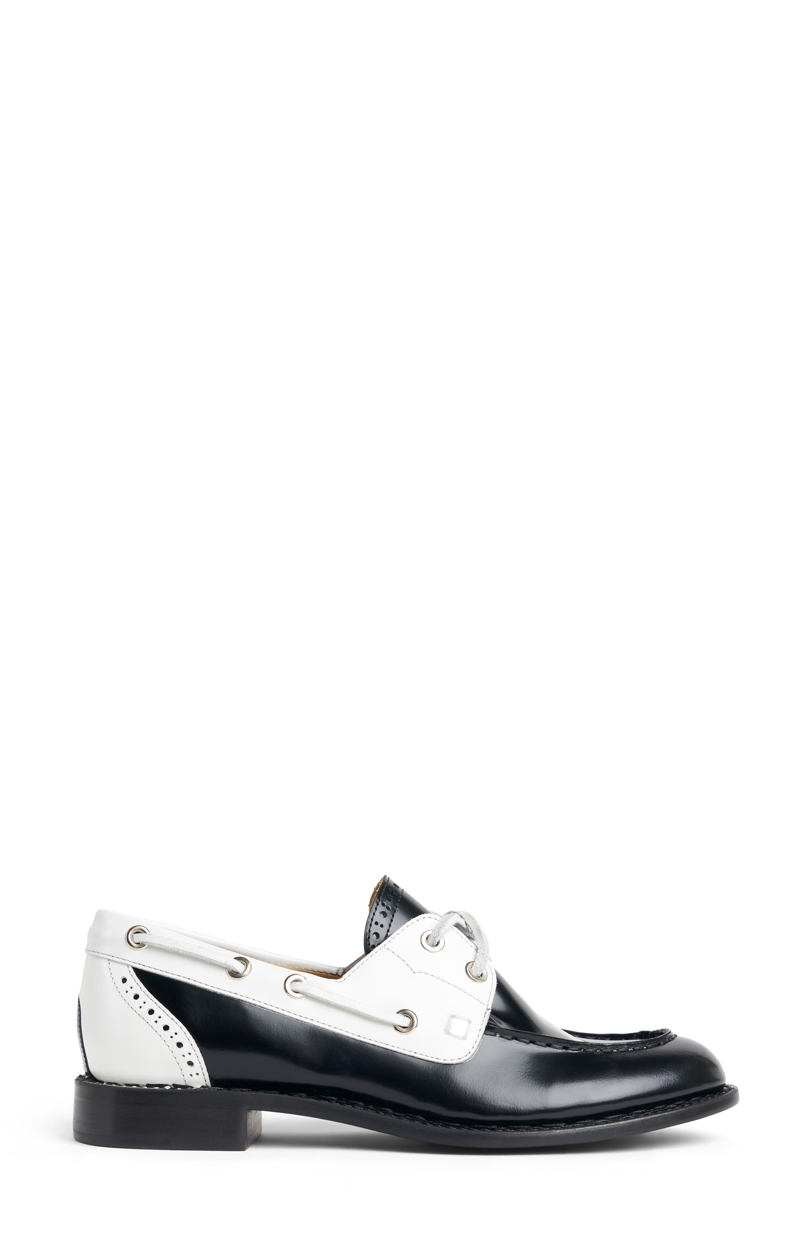 Ms Ginger Boat Shoe, Alternate, color, BLACK N WHITE