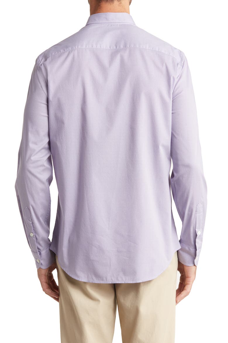 Check Stretch Cotton Button-Up Shirt, Alternate, color, PURPLE