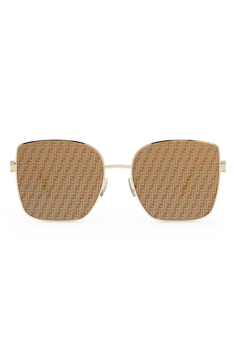 Fendi Baguette 59mm Geometric Subglasses Fendi The Baguette 59mm Geometric Sunglasses In Shiny Gold  main image 4