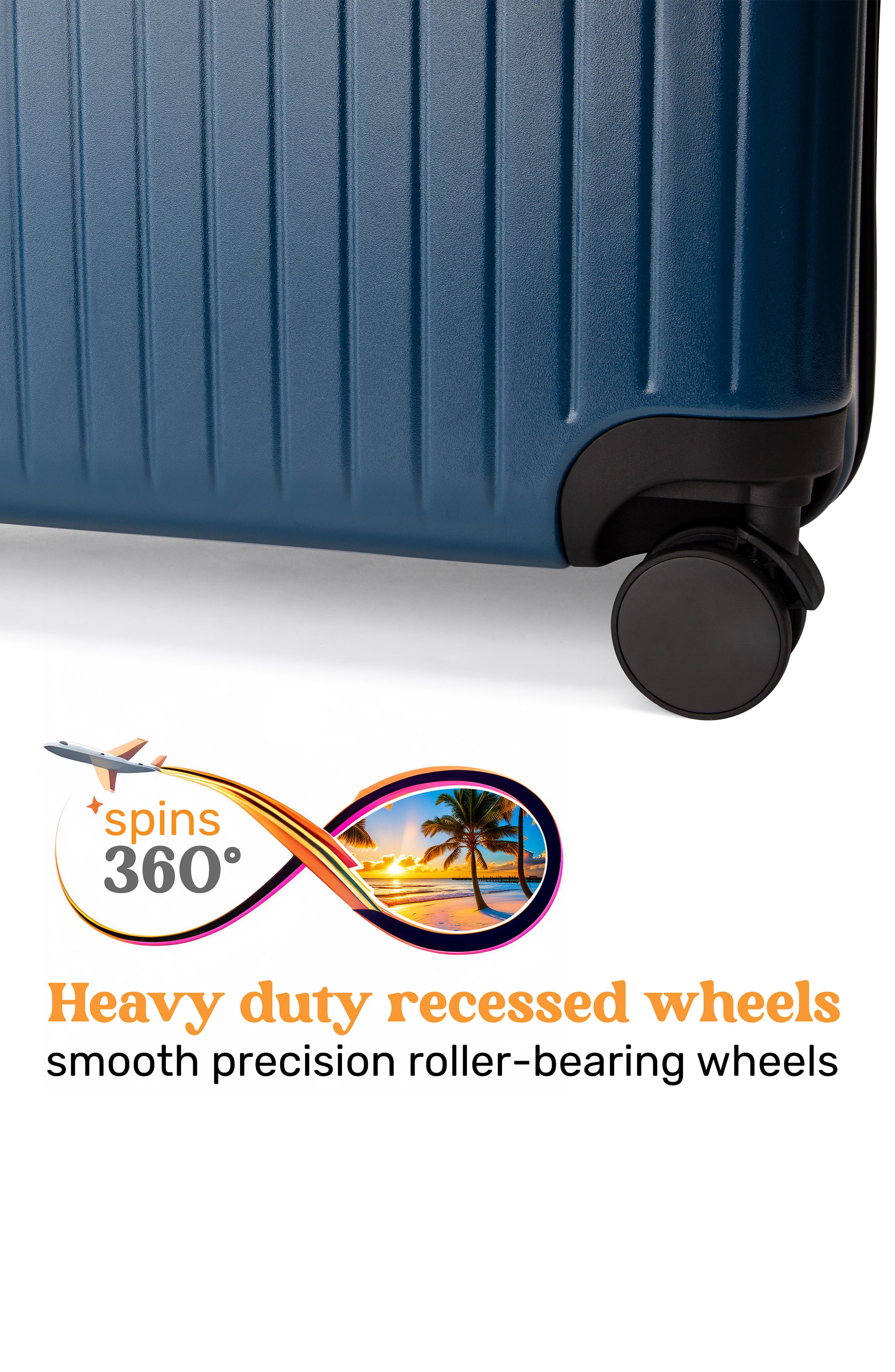 Miami Carry On Ocean Polycarbonate Carry On Spinner Suitcase, Alternate, color, Navy