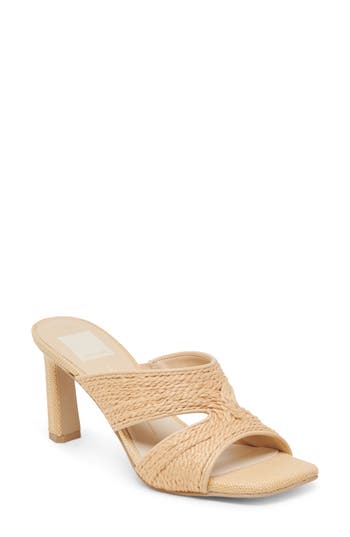 Dolce Vita Gitel Wide Heels Lt Natural Raffia In Brown