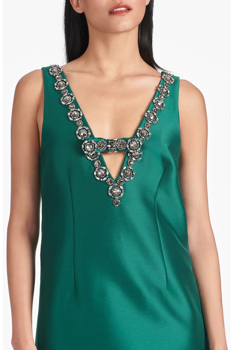 Sylvie Embellished Mikado Cocktail Minidress, Alternate, color, EMERALD