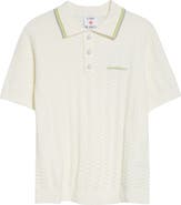 Casablanca Tennis Logo Embroidered Bouclé Polo