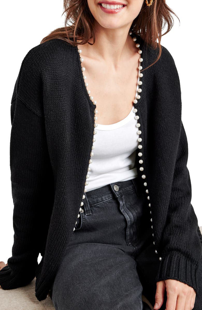 Splendid Emmy Imitation Pearl Cardigan, Alternate, color, 