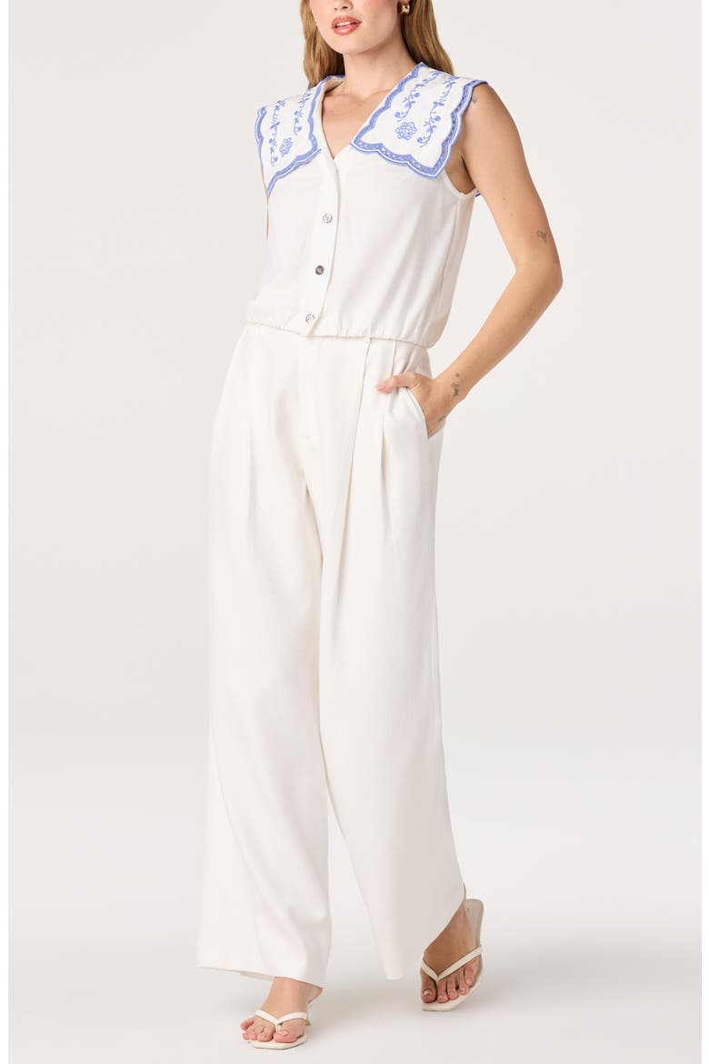 Corinne Embroidered Button-Up Shirt, Alternate, color, WHITE BLUE