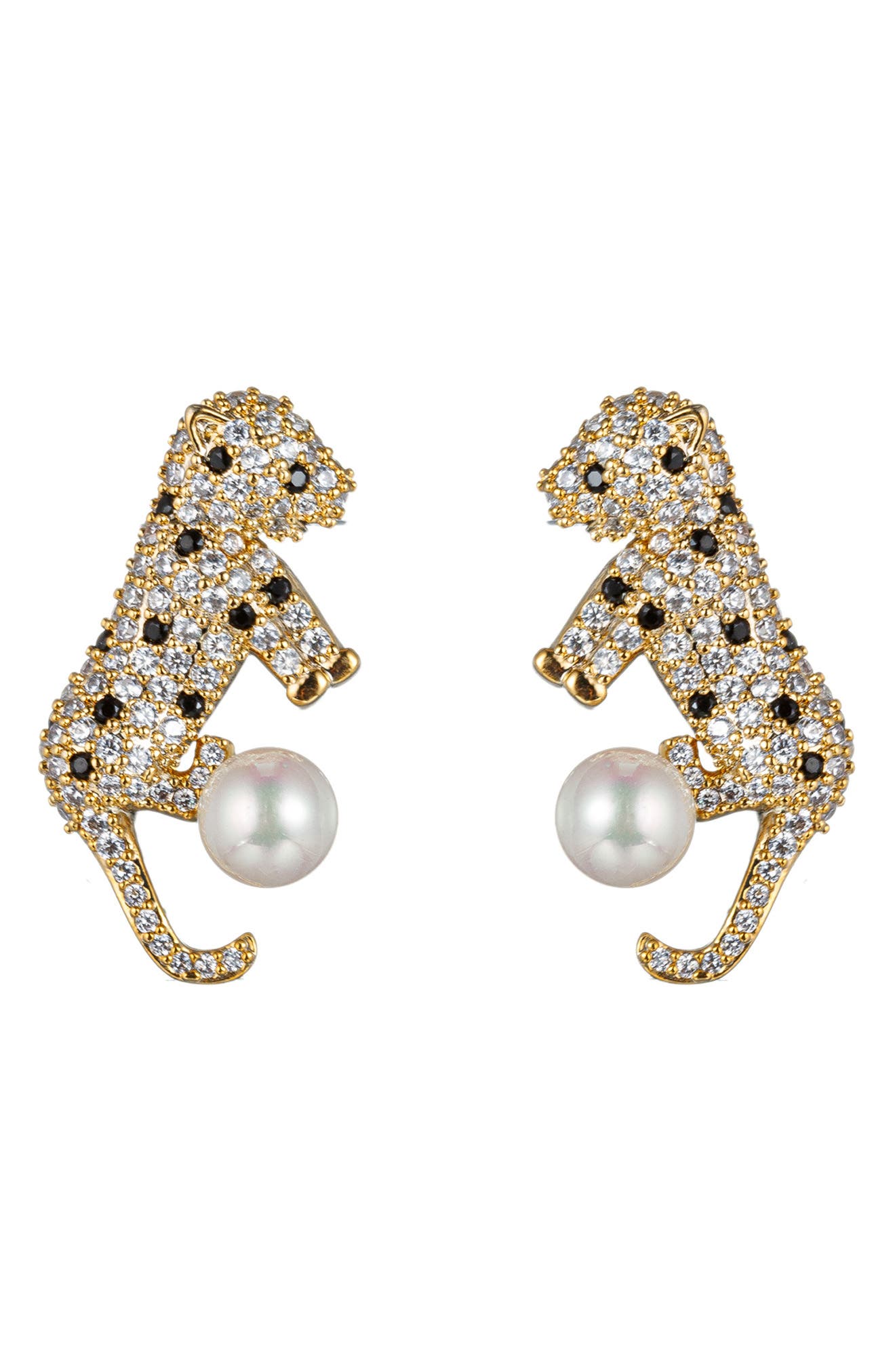 EYE CANDY LOS ANGELES Cubic Zirconia Baby Leopard Stud Earrings