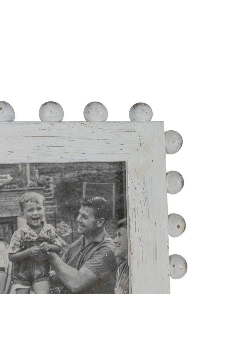 4x6 Belle Rustic White Wood Ball Accents Photo Picture Frame w/ Glass Pane, Alternate, color, White