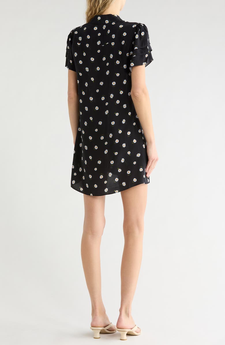 Alice + Olivia Jen Short Sleeve Shirt Dress, Alternate, color, Tossed Daisy Black