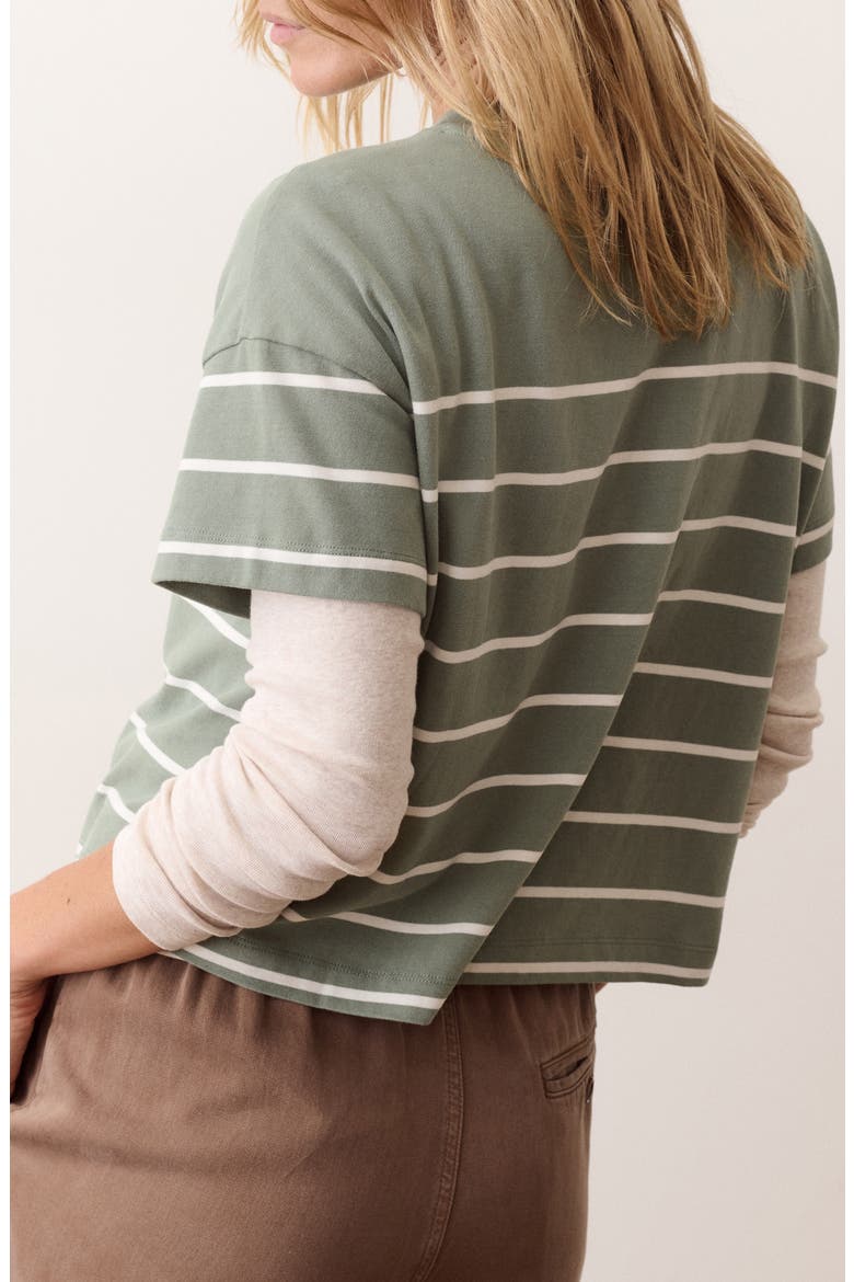 Miracle Jersey Striped Crewneck T-Shirt, Alternate, color, SAGE AND WHITE STRIPE