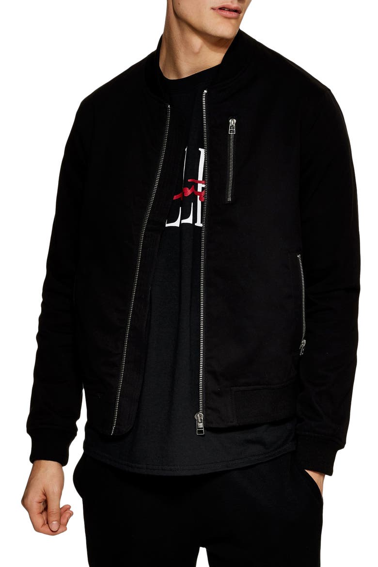 Classic Fit Bomber Jacket, Main, color, BLACK