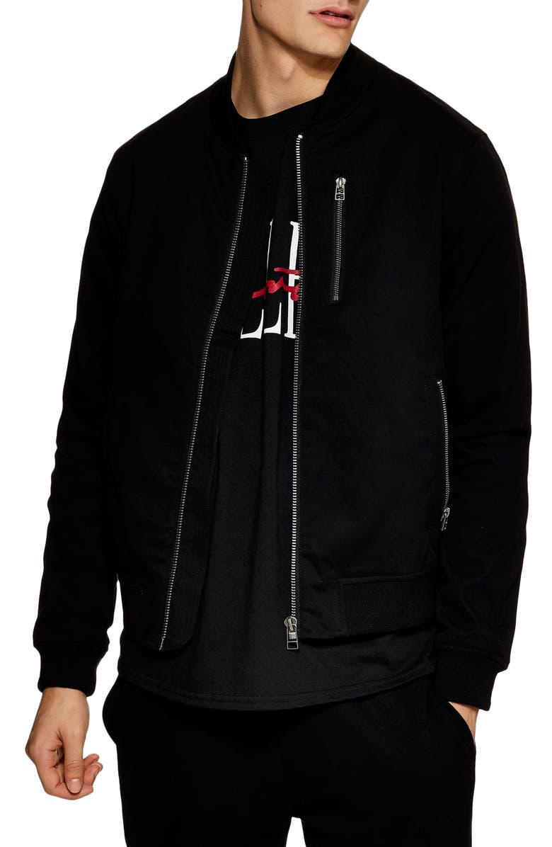 Topman Classic Fit Bomber Jacket, Main, color, 