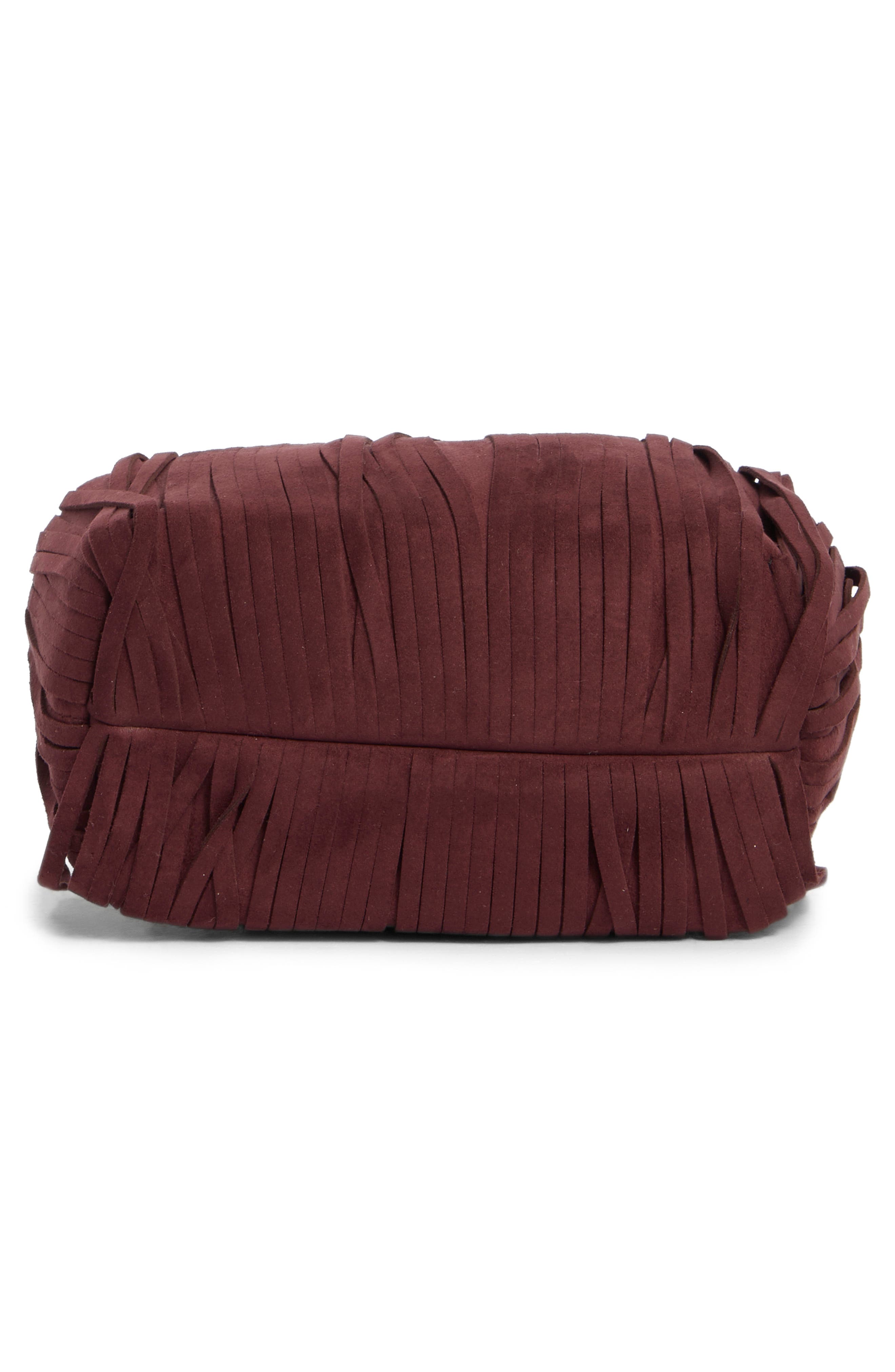 Dolce Vita Fringe Trim Mini Bucket Bag, Alternate, color, Burgundy