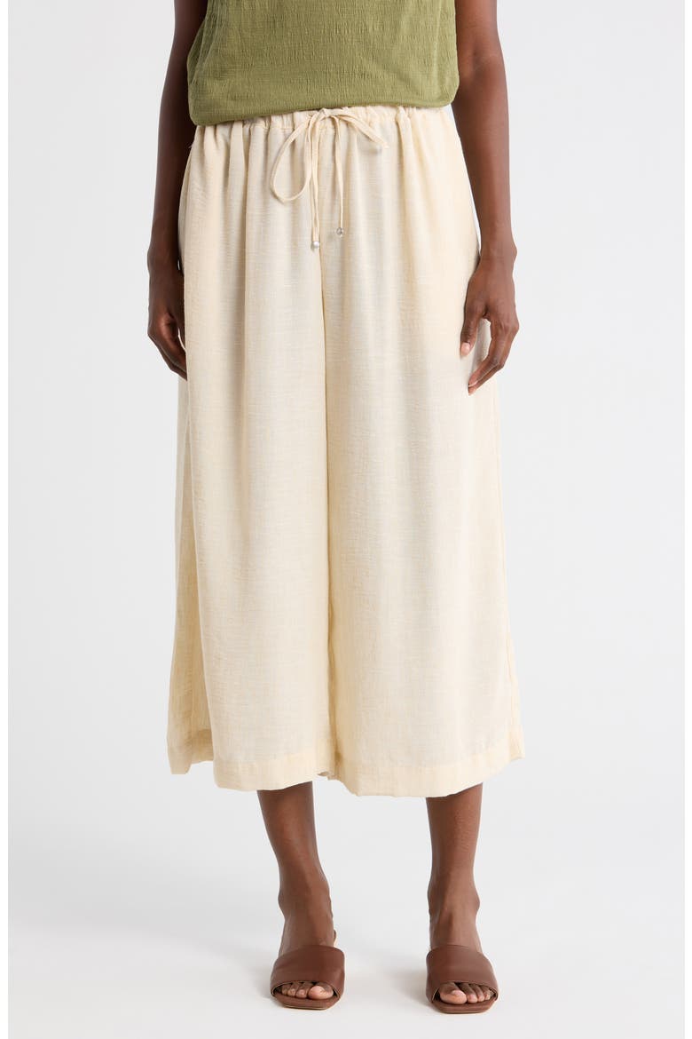 Drawstring Waist Crop Wide Leg Pants, Main, color, NATURAL
