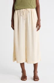 MAX STUDIO Drawstring Waist Crop Wide Leg Pants
