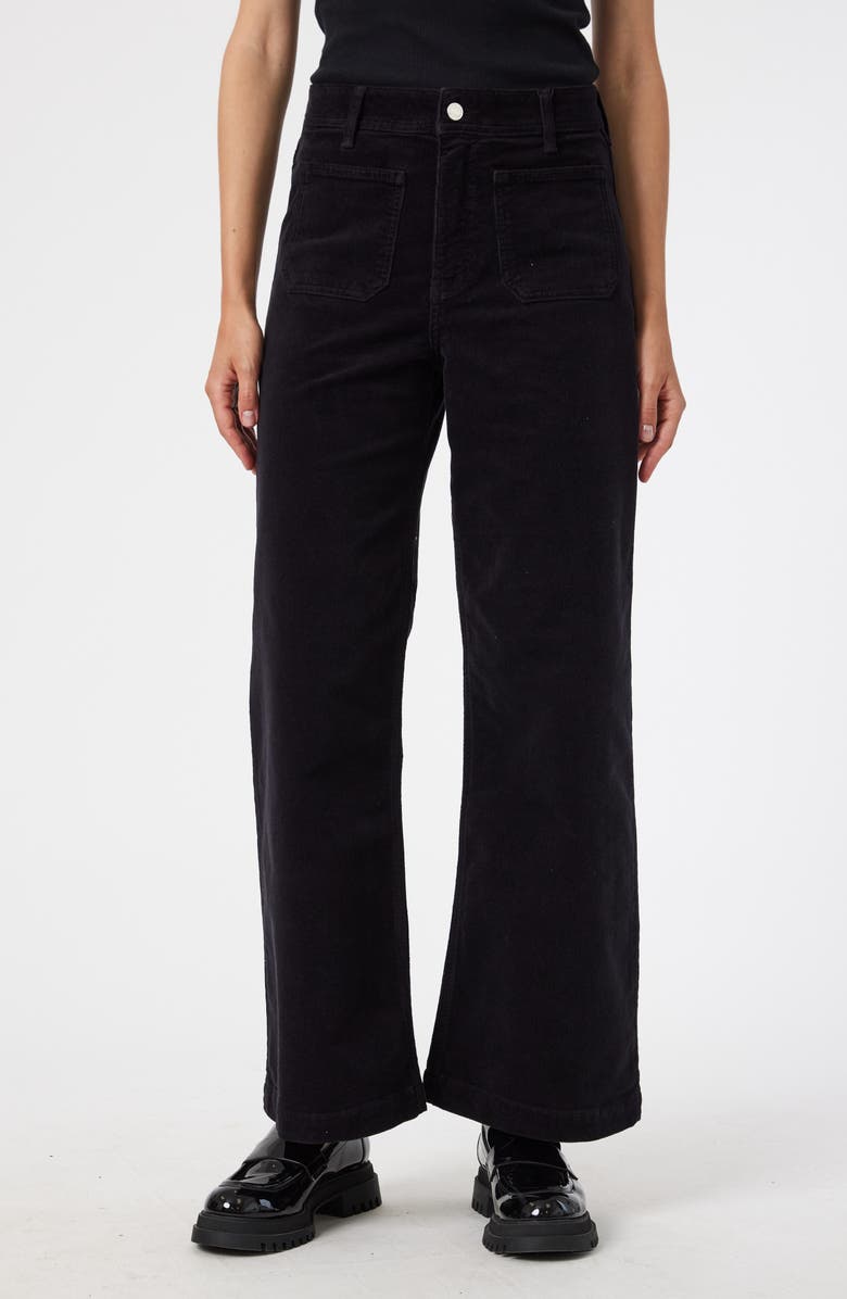 Mavi Jeans Paloma Marine High Waist Wide Leg Corduroy Pants, Main, color, Black Cord