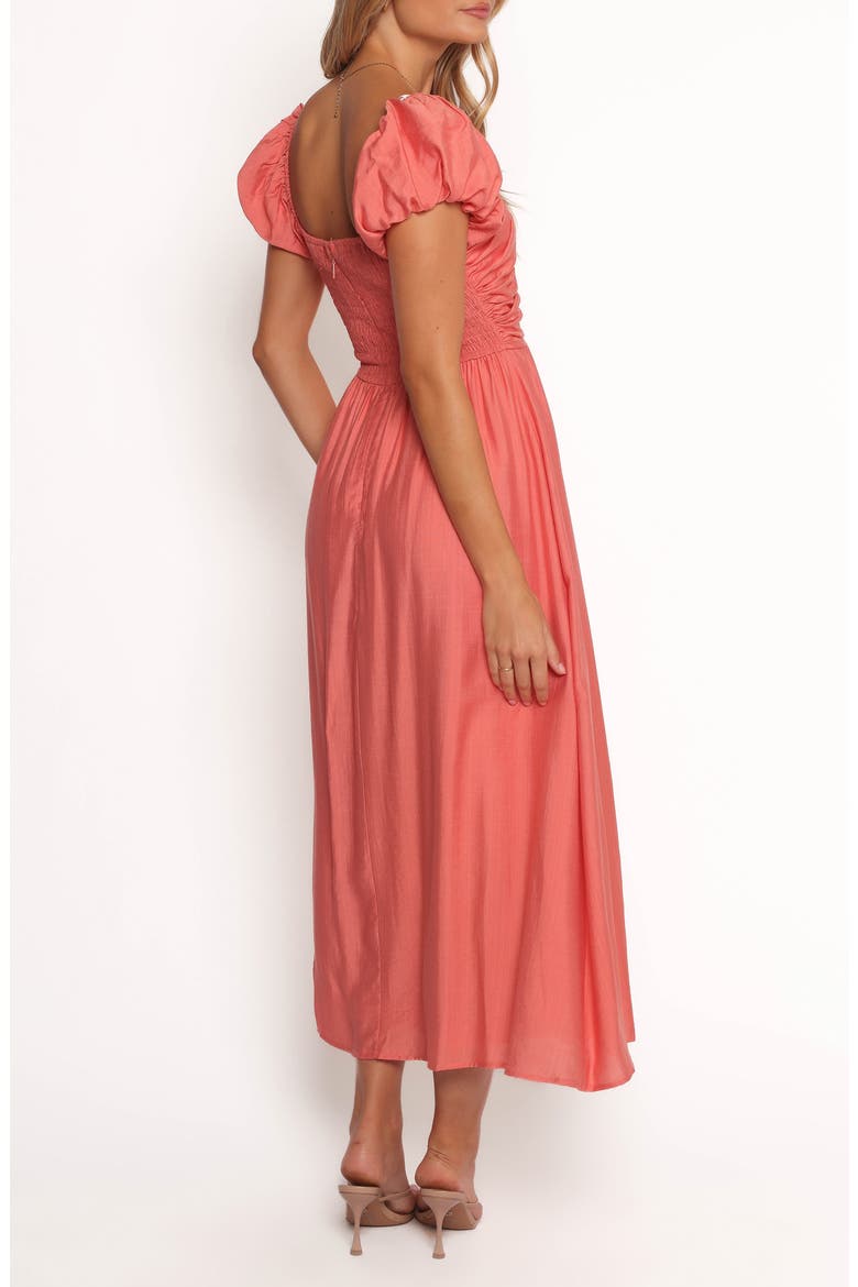 Valeen Puff Sleeve Midi Dress, Alternate, color, CORAL
