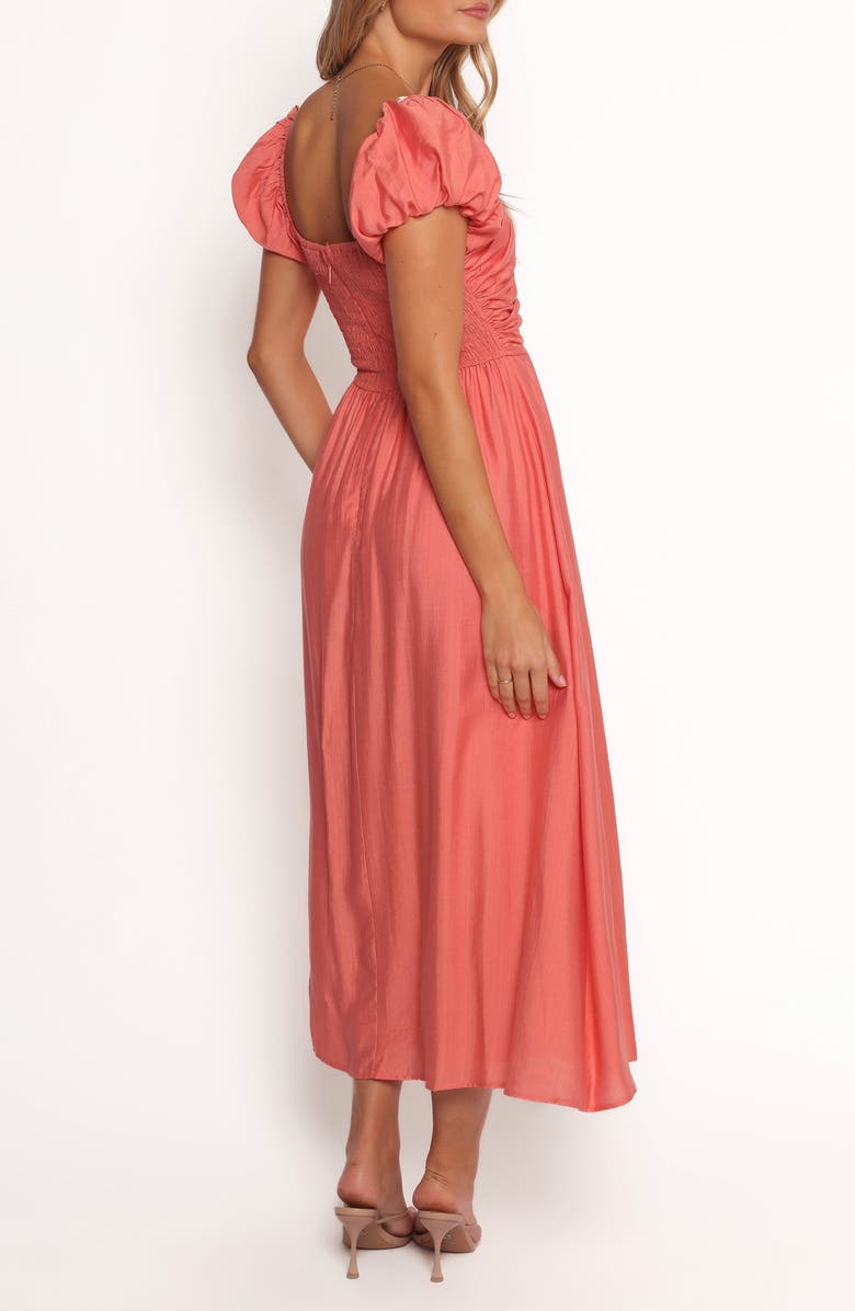 Petal & Pup Valeen Puff Sleeve Midi Dress, Alternate, color, Coral