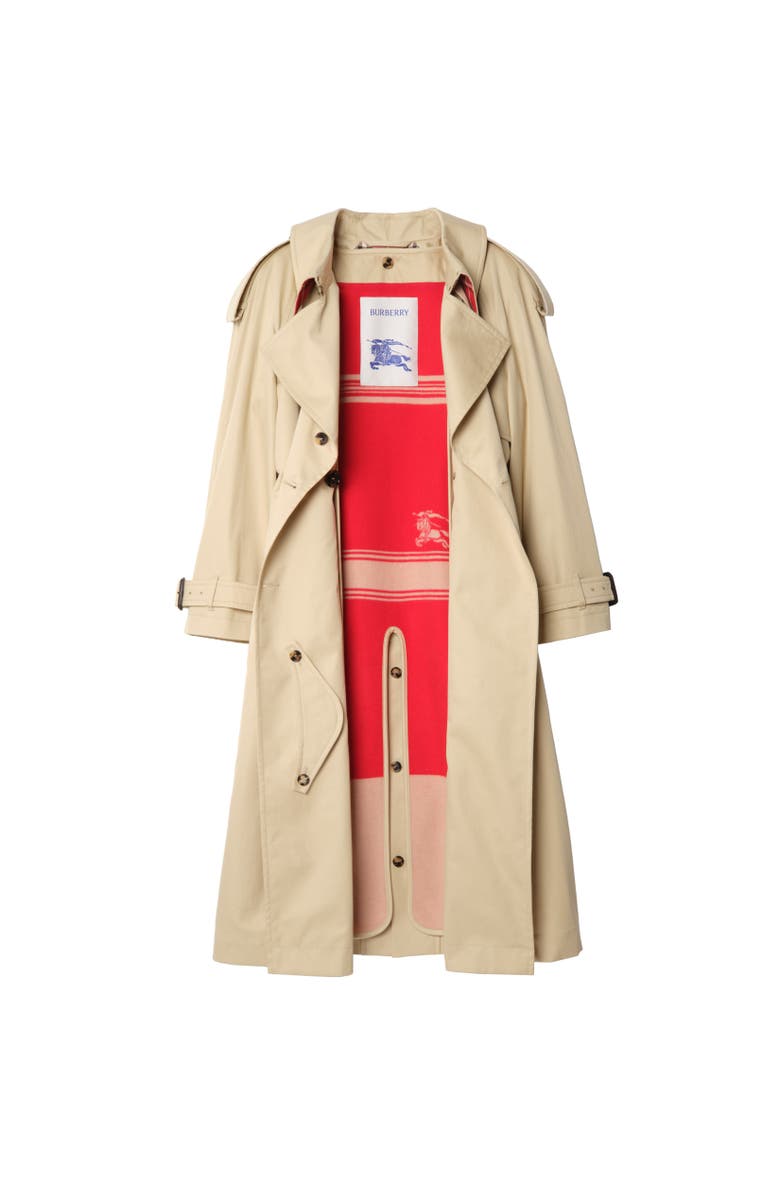 Burberry Long Gabardine Fitzrovia Trench Coat with Warmer, Alternate, color, Limestone Beige