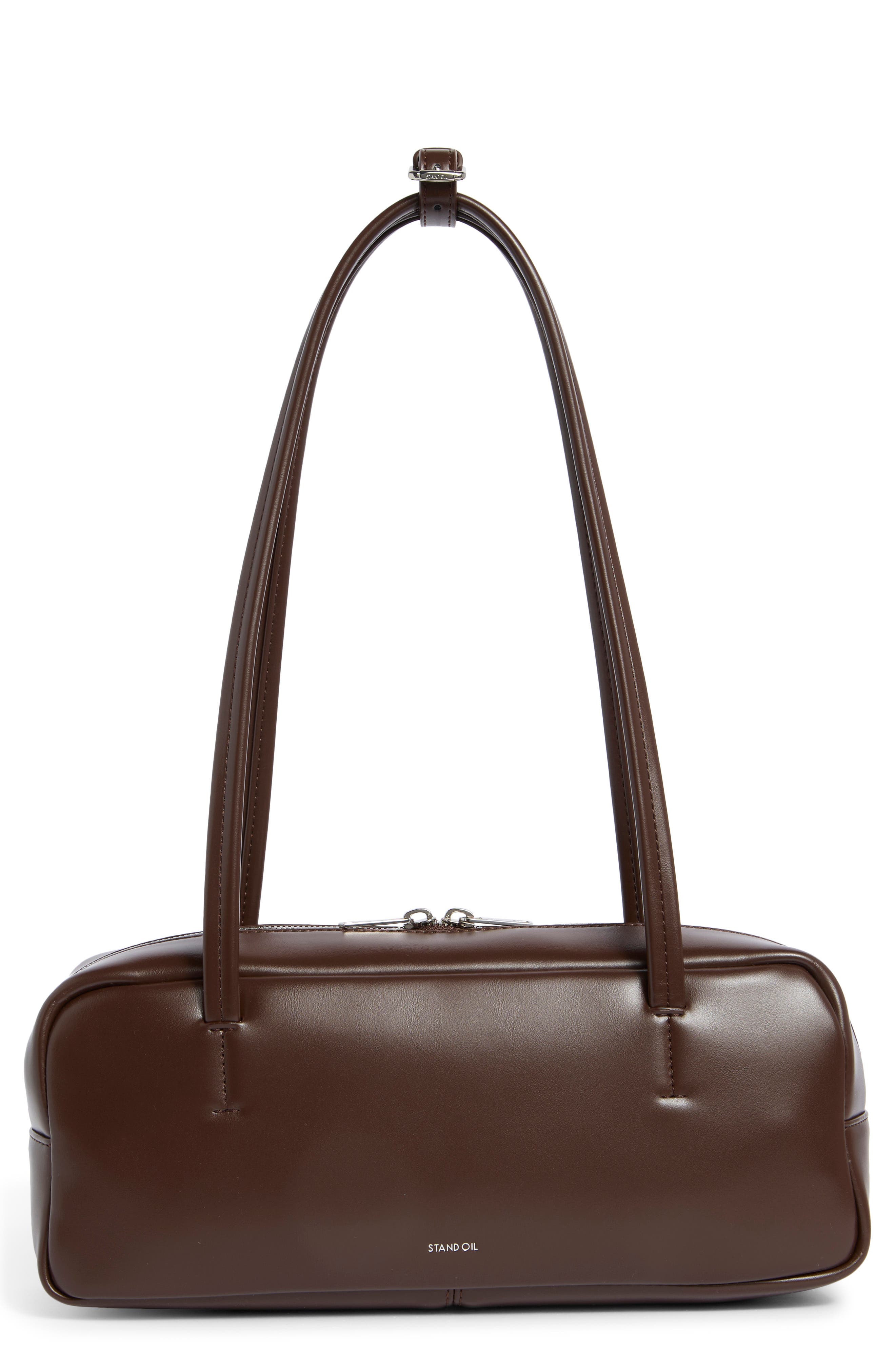 Stand Oil More Faux Leather Baguette Bag, Main, color, Marron
